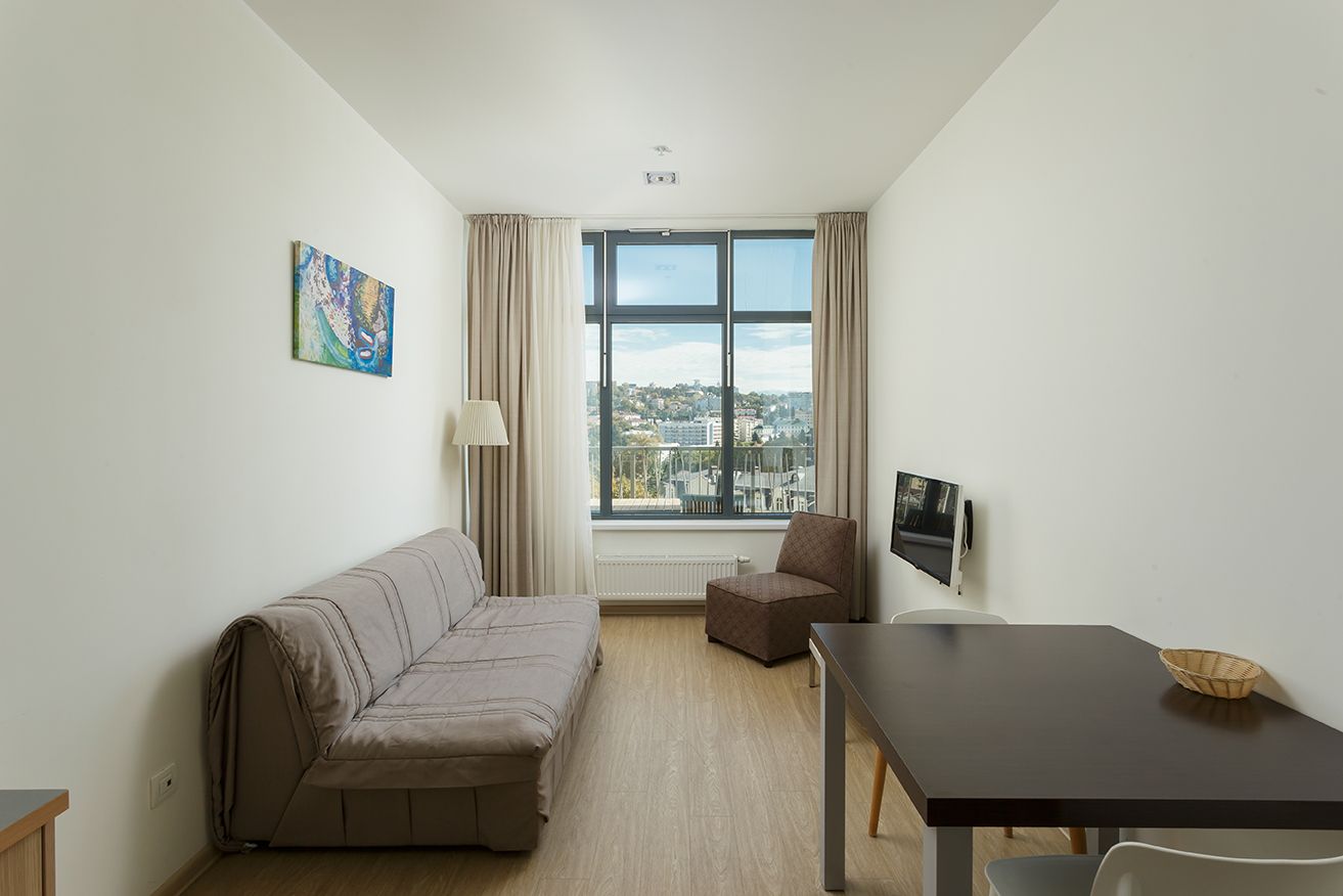 Two-room apartment with one bedroom, city view